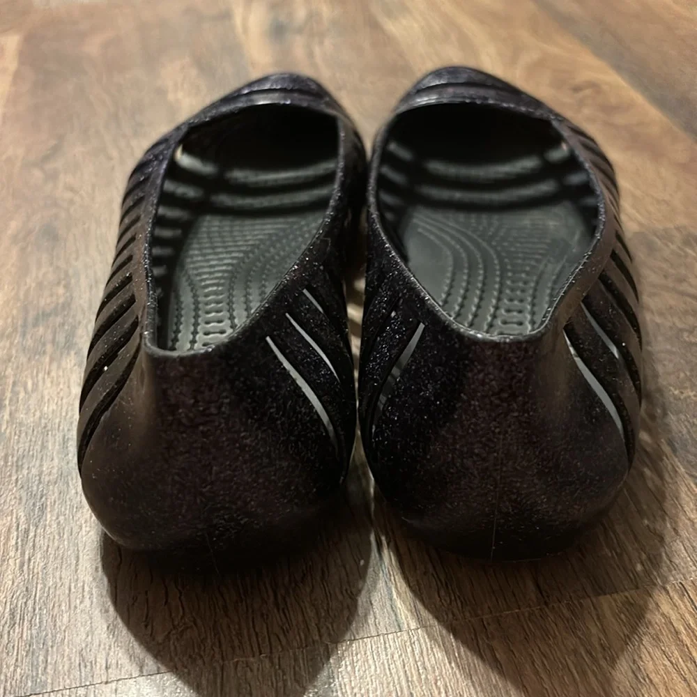 Crocs Navy Blue Glitter Slip On Shoes size 4 girls